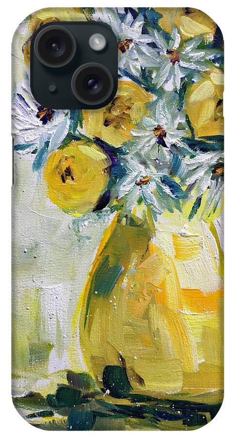 Daisies iPhone Case featuring the painting Daisies and Roses by Roxy Rich