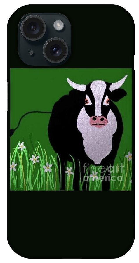Cow iPhone Case featuring the digital art Daisy the cow by Elaine Hayward