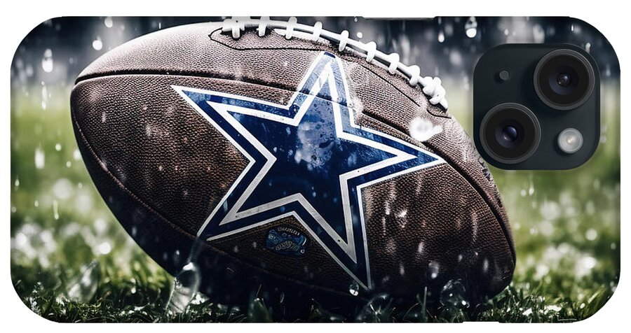 Dallas Cowboys iPhone Case featuring the digital art Dallas Cowboys Football Drenched by Athena Mckinzie