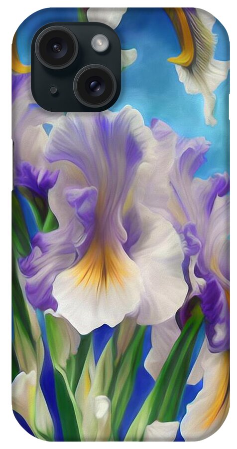 Floral iPhone Case featuring the mixed media Dancing in the Blue Sky by Lynda Lehmann