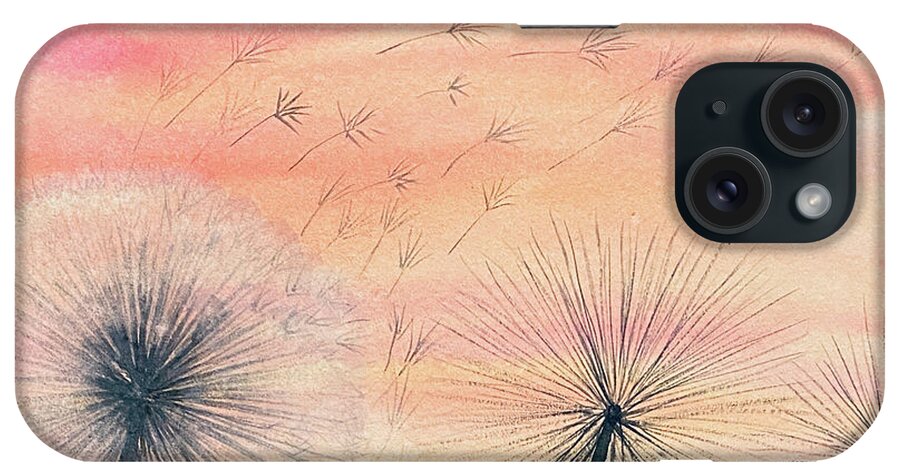 Dandelions iPhone Case featuring the painting Dandelions at Sunset by Lisa Neuman