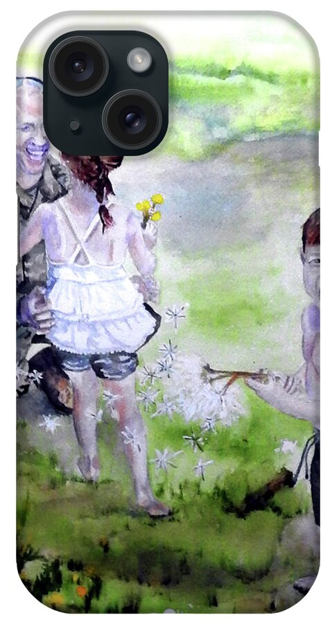 Military Kids iPhone Case featuring the painting Dandelions by Barbara F Johnson