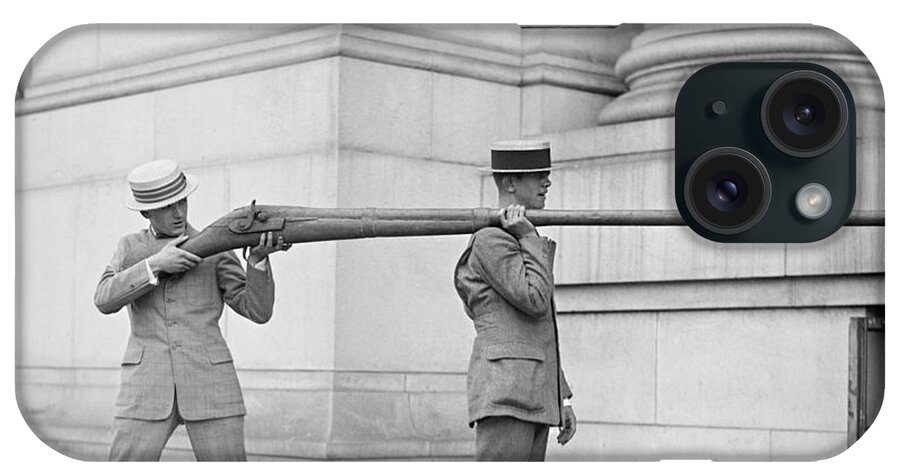 Big Gun iPhone Case featuring the photograph Dapper Men With Giant Gun - 1923 by War Is Hell Store