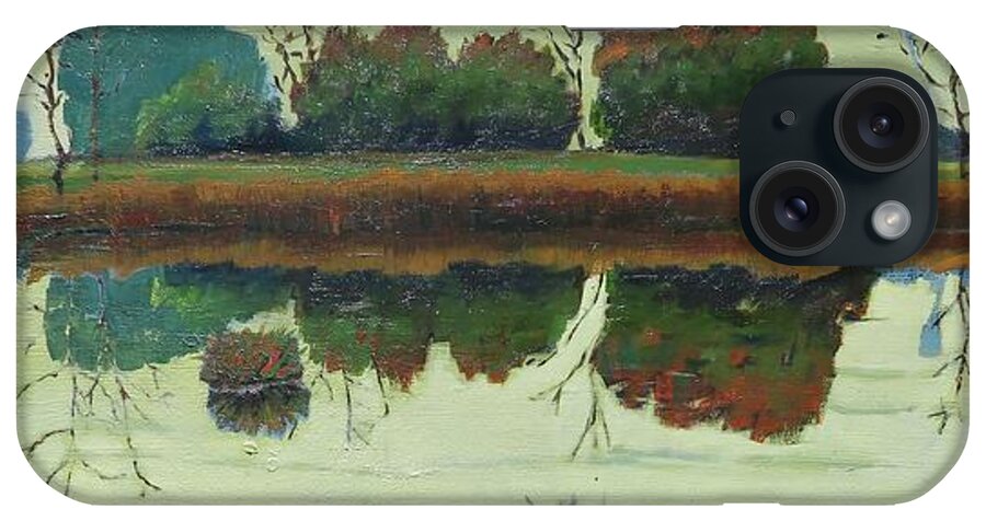 Water iPhone Case featuring the painting Dark Reflections by Gary Coleman