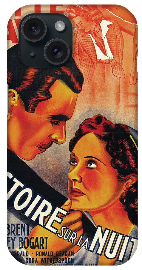 Dark iPhone Case featuring the mixed media ''Dark Victory'', with Bette Davis and George Brent, 1939 by Movie World Posters