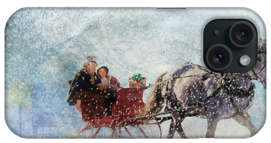 Winter iPhone Case featuring the mixed media Dashing Through the Snow by Elaine Manley