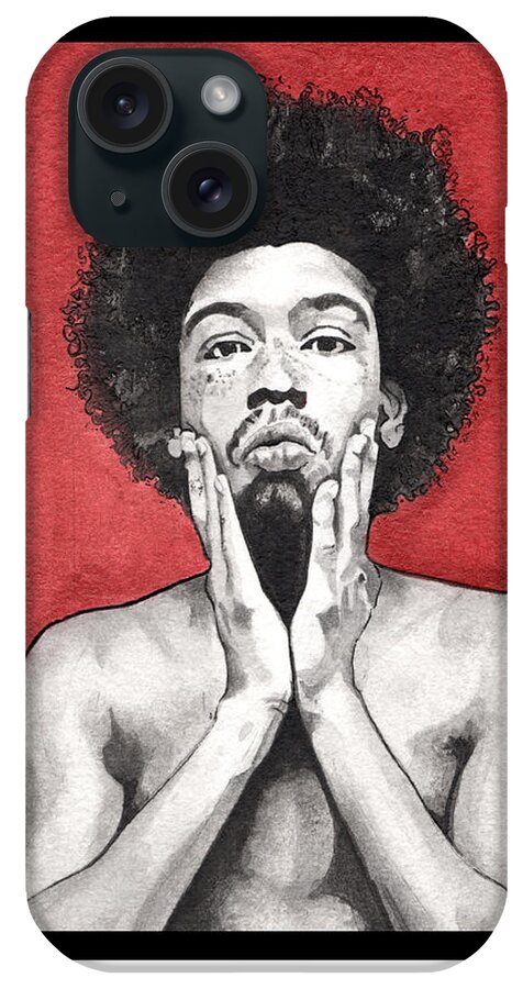 Portrait iPhone Case featuring the painting Davis In Red-Cropped by Tiffany DiGiacomo