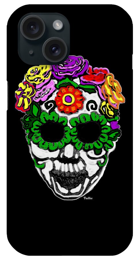 Honor iPhone Case featuring the digital art Day of the Dead Mask by Vallee Johnson