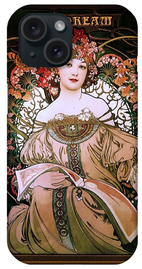 Daydream iPhone Case featuring the painting Daydream c1896 by Alphonse Mucha Remastered Retro Art Xzendor7 Reproductions by Xzendor7