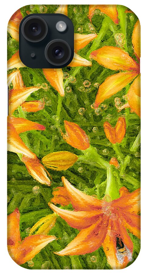 Daylilies iPhone Case featuring the painting Daylilies in the Rain by Peter J Sucy