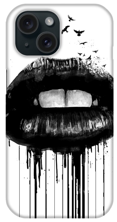 Lips iPhone Case featuring the mixed media Dead love by Balazs Solti