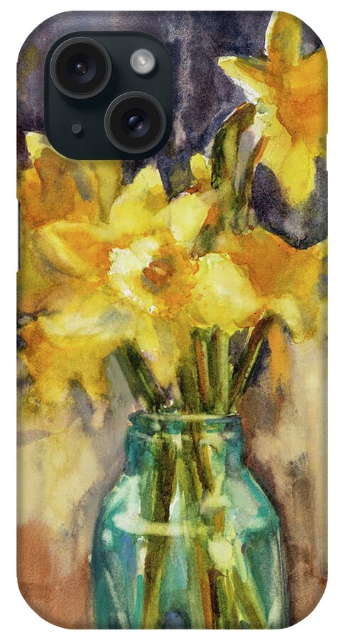 Flower iPhone Case featuring the painting Debbies Daffodils by Judith Levins