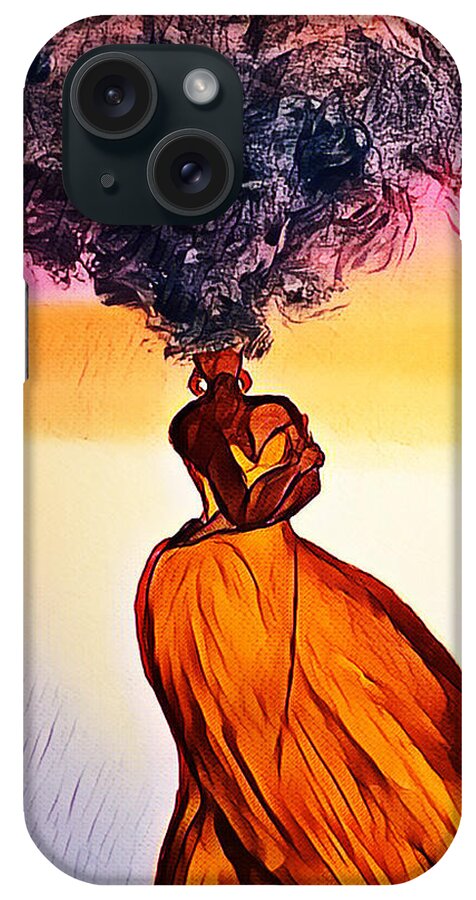 Afro American iPhone Case featuring the digital art DeepThought by Romaine Head