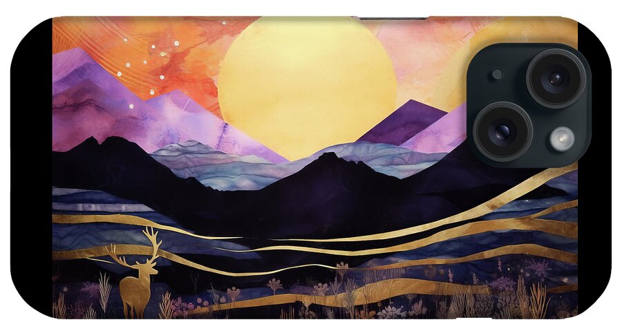 Deer iPhone Case featuring the digital art Deer Buck at Dawn by Peggy Collins
