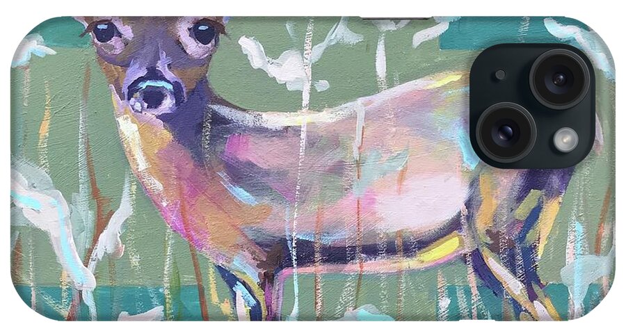 Deer Tracks iPhone Case featuring the painting Deer Tracks by Carol Berning