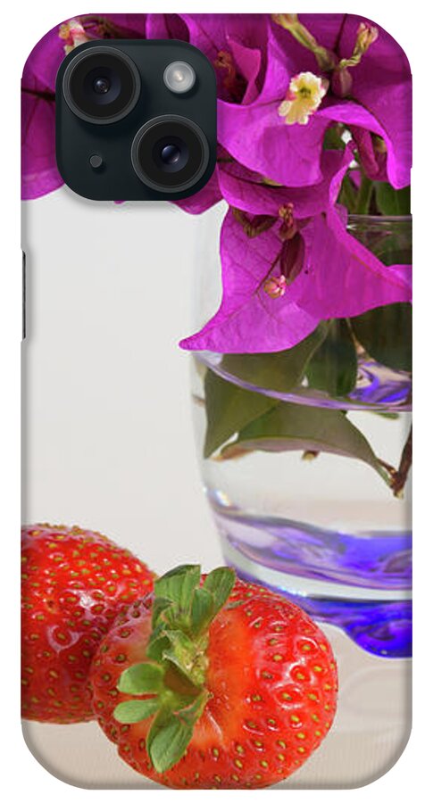 Strawberries iPhone Case featuring the photograph Delicious strawberries and pink flowers by Adriana Mueller