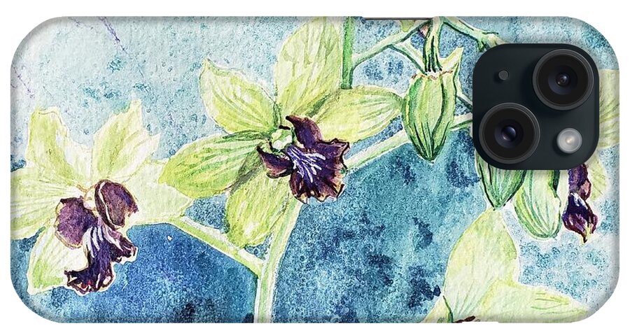 Dendrobium iPhone Case featuring the painting Dendrobium kurniati Udom by Merana Cadorette