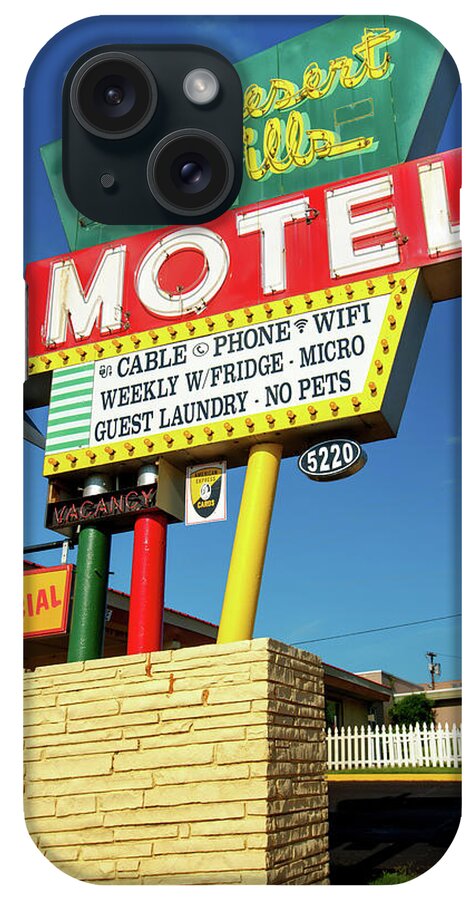 America iPhone Case featuring the photograph Desert Hills Motel - Route 66 Icon by Gregory Ballos