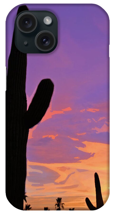 Sunset iPhone Case featuring the photograph Desert Sunset 2 Cutout Series by JustJeffAz Photography