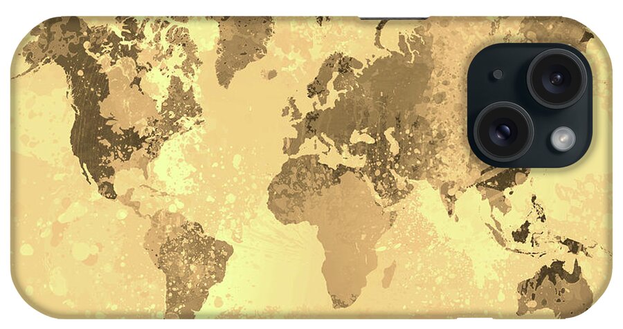 World Map iPhone Case featuring the digital art Design 170 World Map by Lucie Dumas