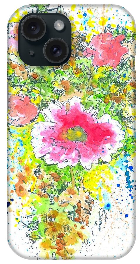 Watercolor iPhone Case featuring the mixed media Design 22 flowers by Lucie Dumas