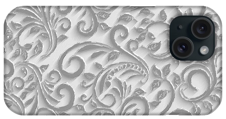 Pattern iPhone Case featuring the painting Detailed line ornamental background with flowers 2 by Tony Rubino