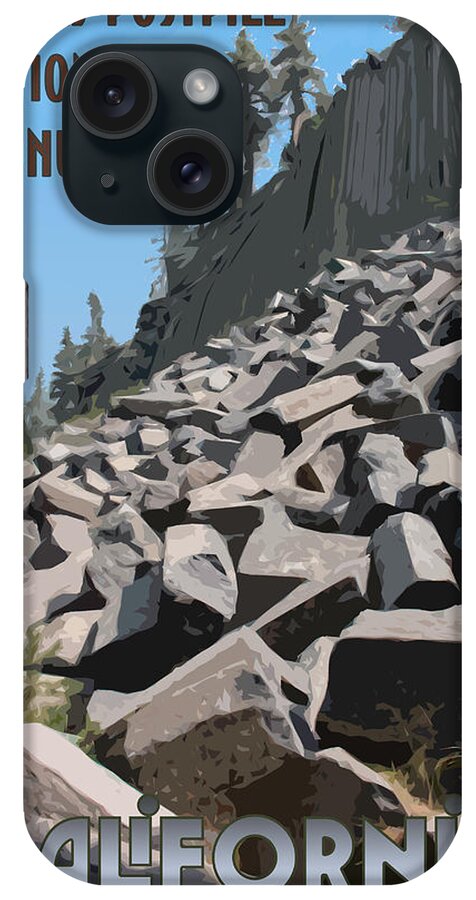 Sierra Nevadas iPhone Case featuring the digital art Devils Postpile Travel Poster by Kristia Adams