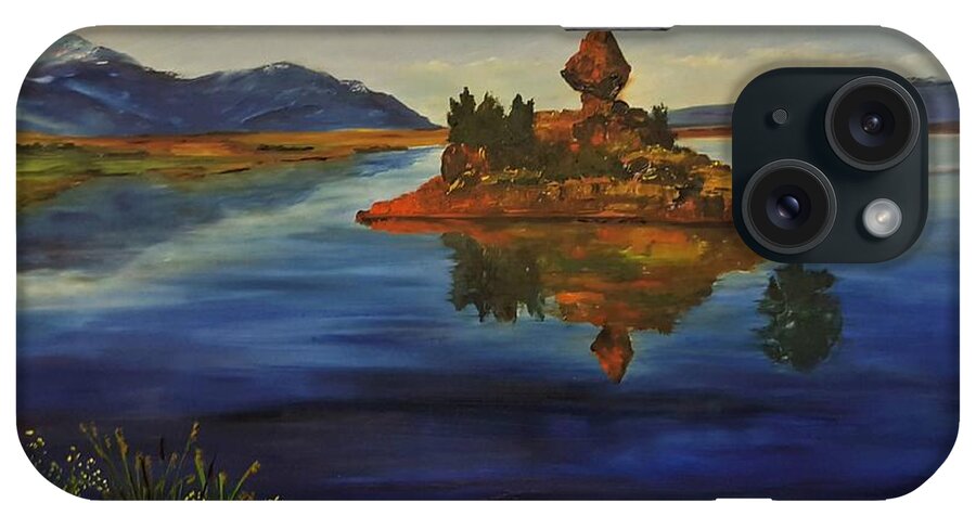 Diamond Point iPhone Case featuring the painting Diamond Point Ennis Lake   4620 by Cheryl Nancy Ann Gordon