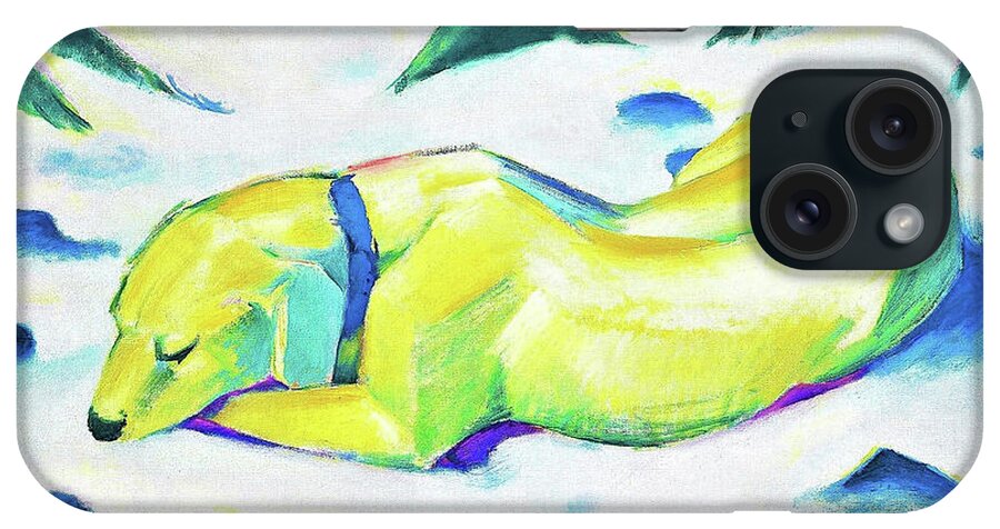 Franz Marc iPhone Case featuring the painting Digital Remastered Edition - Dog Lying in the Snow by Franz Marc