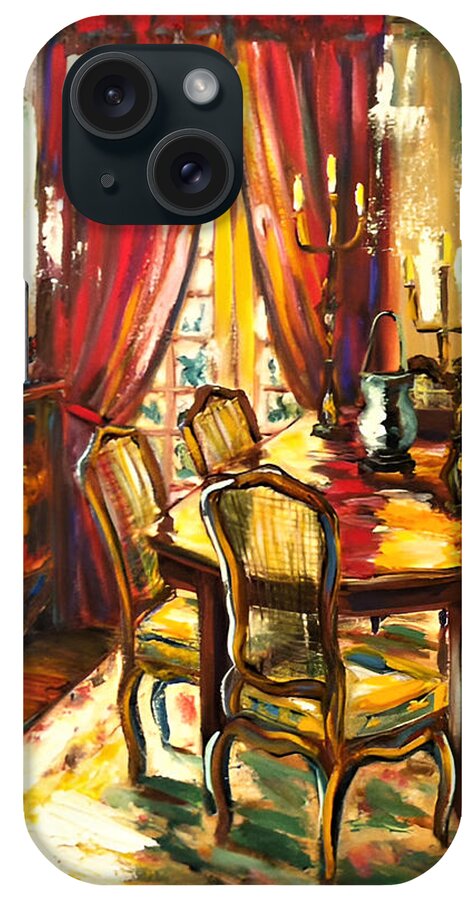 Painting iPhone Case featuring the painting Dining in Red by Sherrell Rodgers