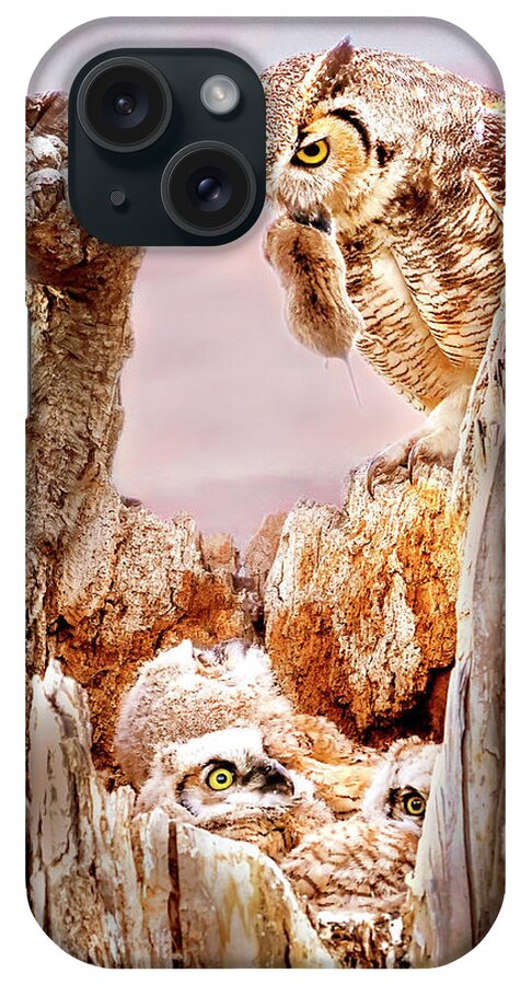 Great Horned Owl iPhone Case featuring the photograph Dinner for the Great Horned Owl Family by Judi Dressler