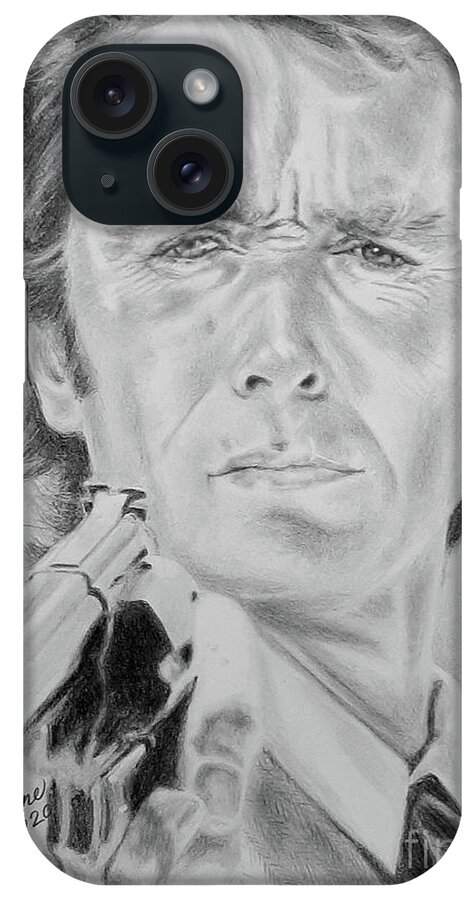 Clint Eastwood iPhone Case featuring the drawing Dirty Harry by Elaine Berger
