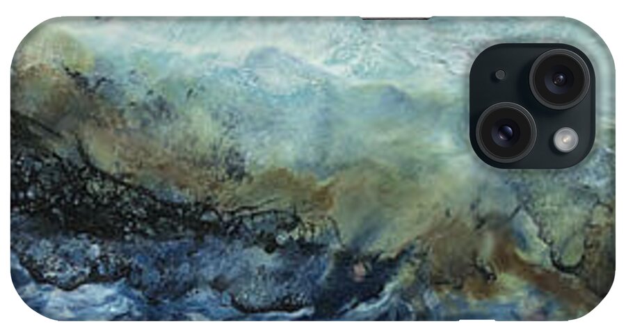 Encaustic Abstract iPhone Case featuring the painting Distance by Nancy Goldman