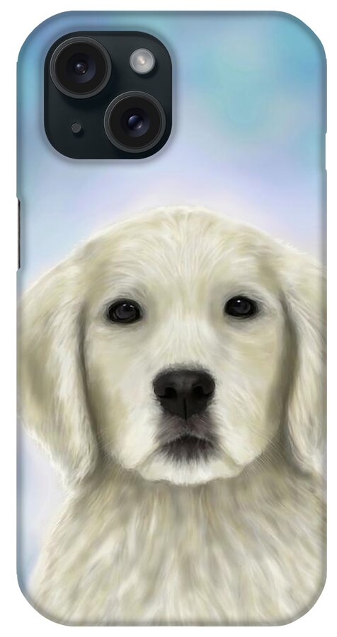 Dog iPhone Case featuring the digital art Dog 155 Golden Retriever by Lucie Dumas