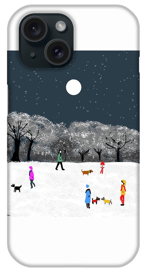 People iPhone Case featuring the digital art Dog walkers paradise by Elaine Hayward