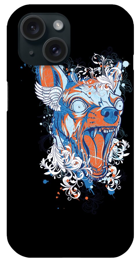 Dog iPhone Case featuring the digital art Dog wild and crazy Chihuahua by Matthias Hauser