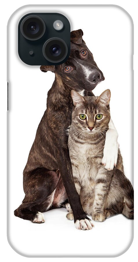 Dog iPhone Case featuring the photograph Dog With Arm Around Cat by Good Focused