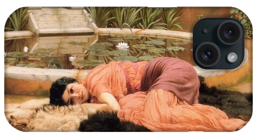 John William Godward 1861–1922 iPhone Case featuring the painting Dolce Far Niente Sweet Idleness or A Pompeian Fishpond 1904 by John William Godward