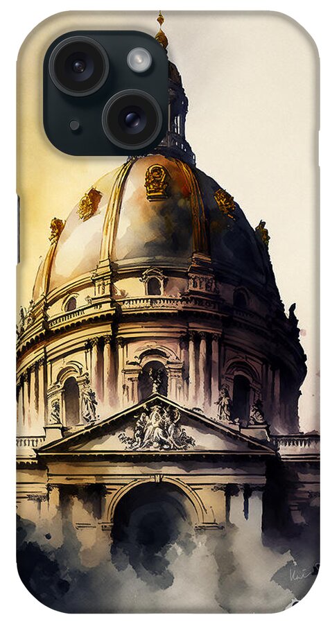 Paris iPhone Case featuring the painting Dome des Invalides by Kai Saarto