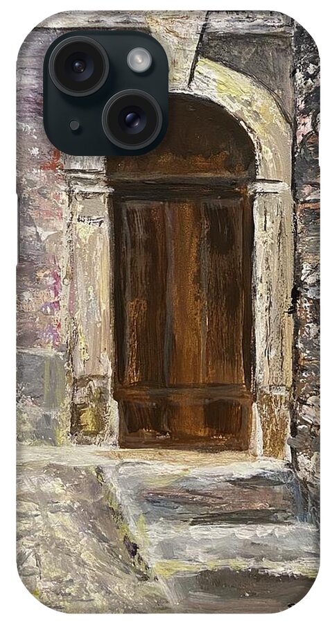 Painting iPhone Case featuring the painting Door in Italy by Paula Pagliughi