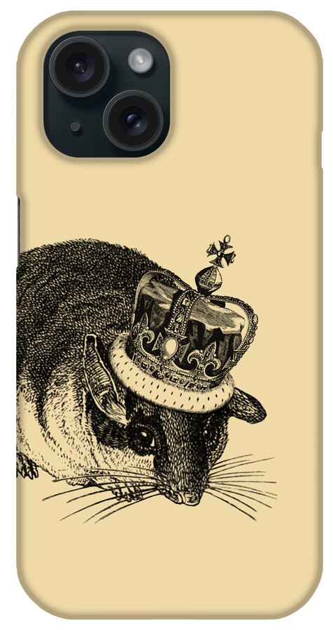 Dormouse iPhone Case featuring the digital art Dormouse With Crown by Madame Memento