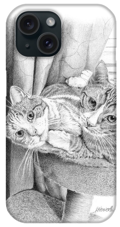 Cats iPhone Case featuring the drawing Naughty Boys by Louise Howarth