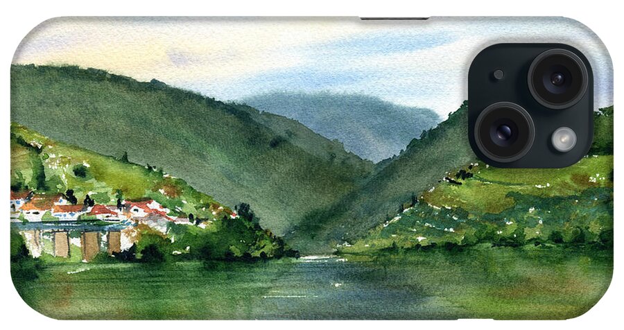 Portugal iPhone Case featuring the painting Douro Valley Portugal by Dora Hathazi Mendes