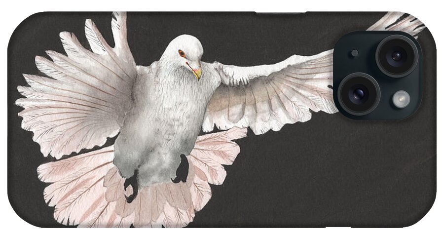 Dove Watercolor iPhone Case featuring the painting Dove Descending by Bob Labno