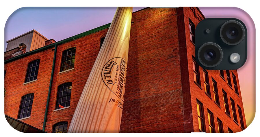 Louisville Kentucky iPhone Case featuring the photograph Downtown Louisville Kentucky Baseball Bat Slugger At Sunset 1x1 by Gregory Ballos