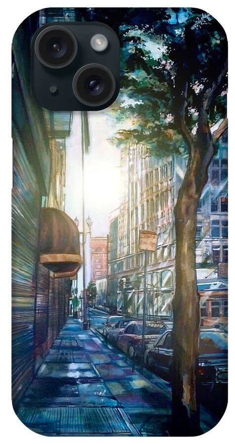  iPhone Case featuring the painting Downtown by Try Cheatham
