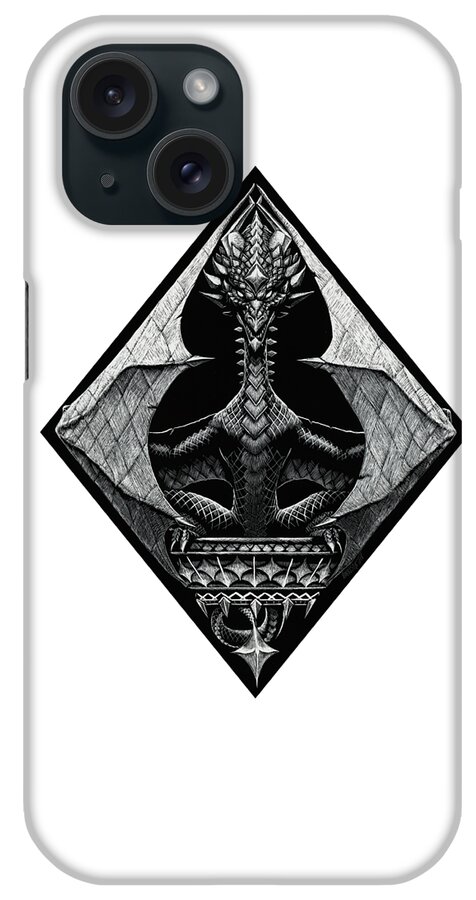 Dragon iPhone Case featuring the drawing Dragon of Diamonds by Stanley Morrison