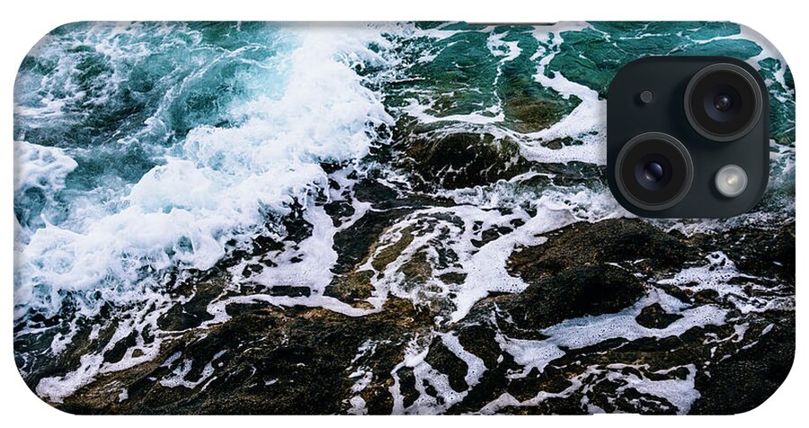 Sea iPhone Case featuring the photograph Dramatic ocean waves landscape aerial drone view. by Jelena Jovanovic