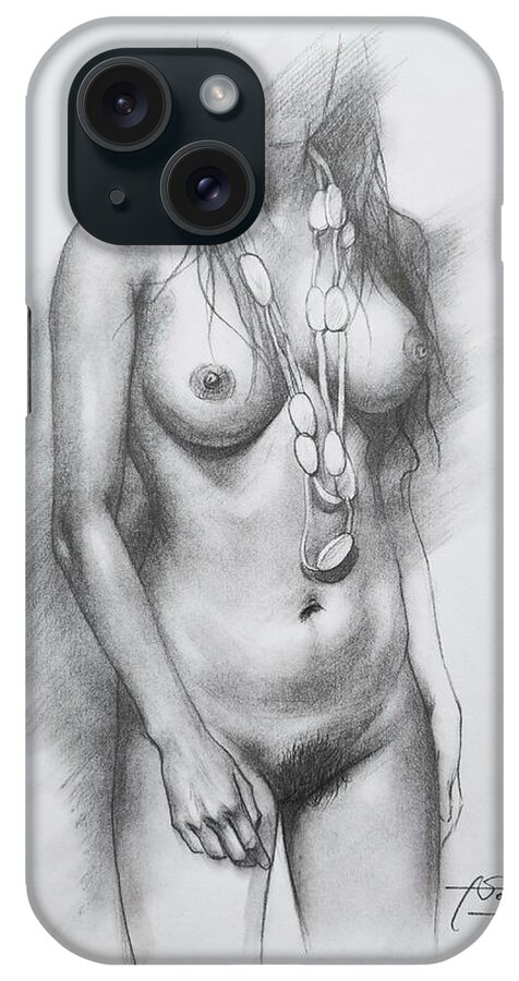 Female Nude iPhone Case featuring the painting Drawing nude girl #201112 by Hongtao Huang