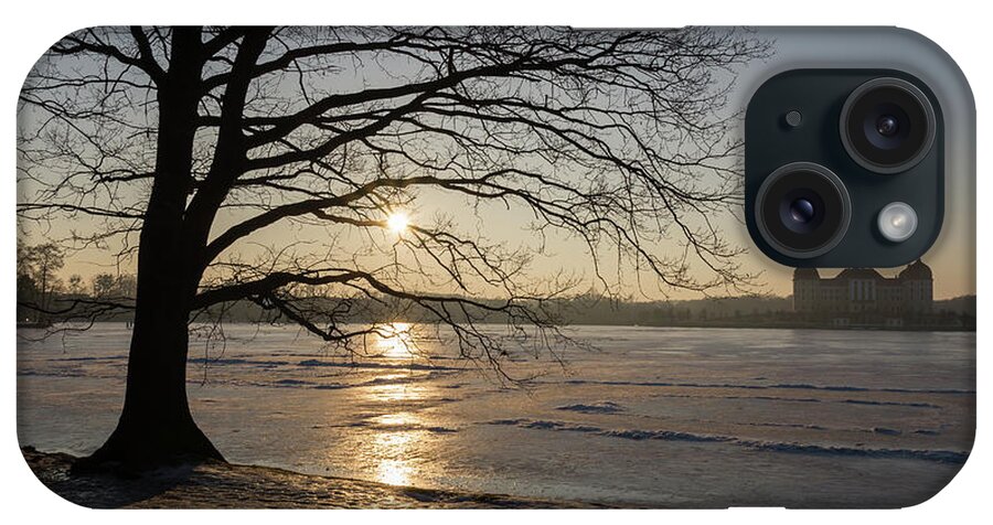 Dreamy iPhone Case featuring the photograph Winter sunset at Moritzburg Castle 1 by Adriana Mueller
